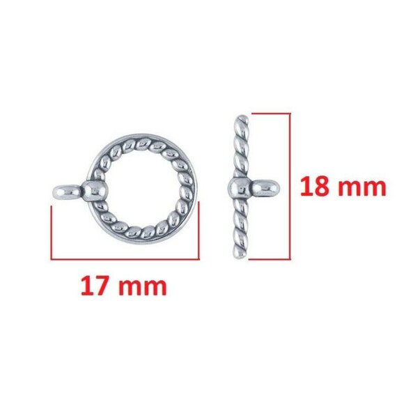 NEW Toggle Clasp Oxidized 925 Sterling Silver Toggle Clasp 18 mm Lot Of 10 - Picture 2 of 4